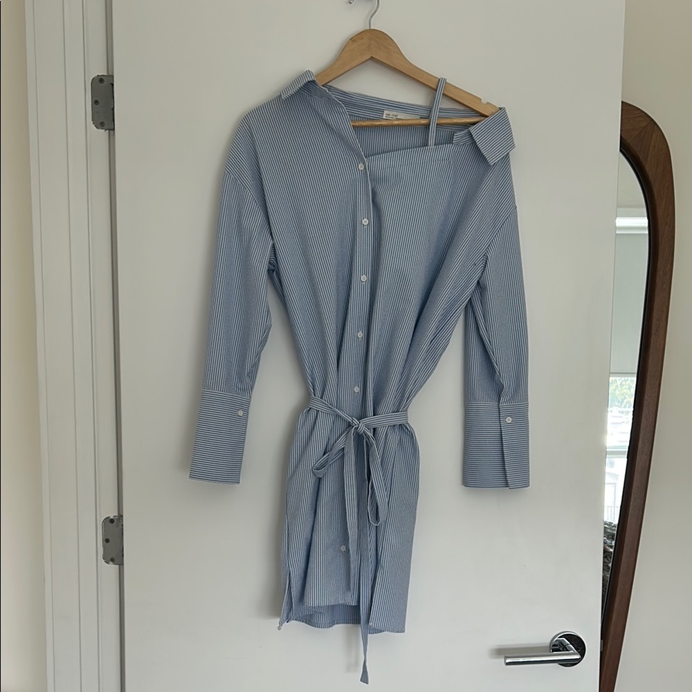 OAK + FORT Blue Asymmetrical Wrap Dress